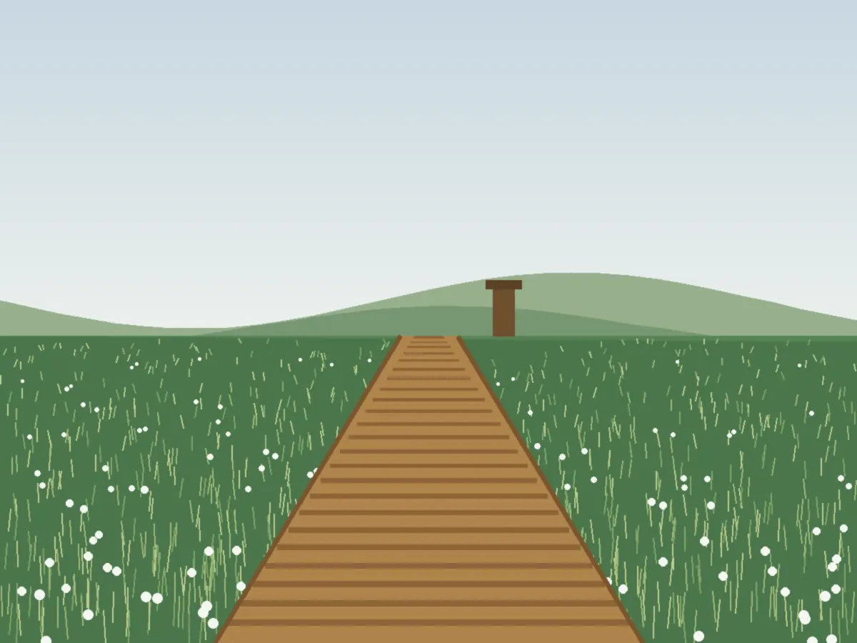 Solo walker on the Ispani bog boardwalk near Kobuleti, Georgia